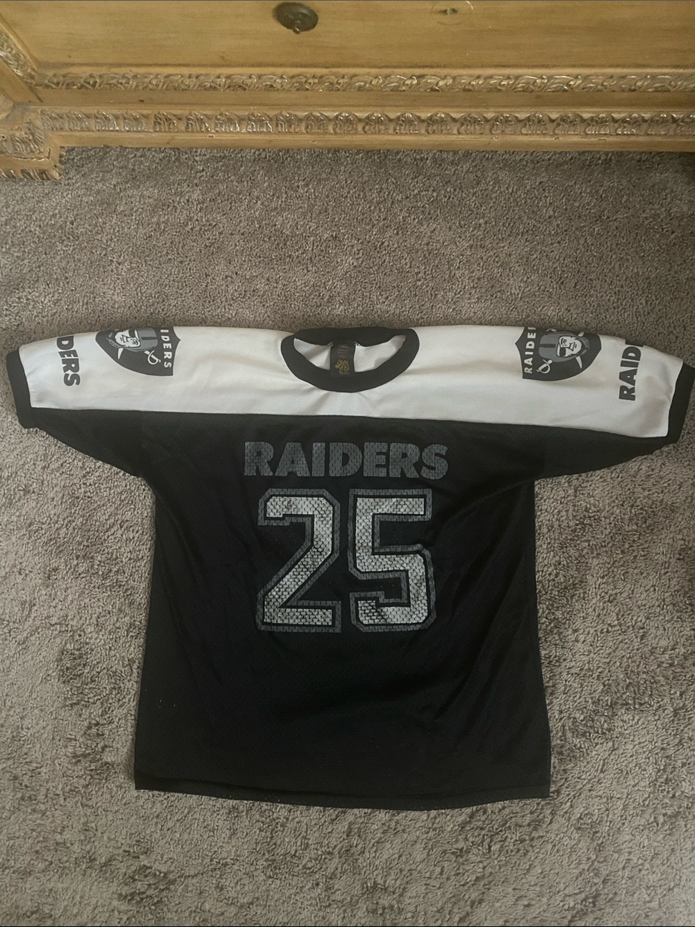 Vintage Sears Black and White Raiders #25 Kids Jersey